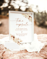 Boho Time Capsule | Pampas Grass Baby Shower | Girl Baby Shower | First Birthday Time Capsule | Bohemian Baby Shower | Editable Template A4