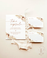 Boho Time Capsule | Pampas Grass Baby Shower | Girl Baby Shower | First Birthday Time Capsule | Bohemian Baby Shower | Editable Template A4