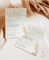 Pampas Grass Drive By Baby Shower Invite | Baby Boy Shower Template