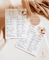 Boho Baby Trivia Shower Game | Baby Shower Trivia Game