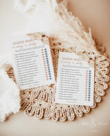 Baby Shower Guess Who Game | Boho Baby Shower | Guess Who Baby Shower Trivia | Pampas Grass Girl Baby Shower | Mommy or Daddy Game | A4