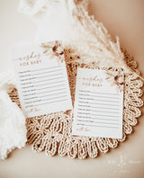 Boho Wishes for Baby Shower Card | Bohemian Baby Shower | Pampas Grass Shower | Baby Keepsake | Girl Baby Shower | Editable Template | A4