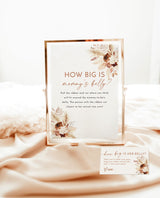 How Big is Mommy's Belly Game | Boho Baby Shower Game | Girl Baby Shower | Guess Her Size Baby Shower Game | Pampas Grass Baby Shower | A4