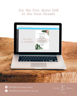 Tropical Wedding Menu Editable Template | Bohemian Wedding Menu Card