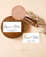 Minimalist Buffet Card Template | Buffet Cards | Modern Wedding Buffet Cards | Food Labels | Wedding Buffet | Editable Template | M9