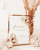 Boho Favors Sign | Pampas Grass Favors Wedding Sign Template | Terracotta Wedding Favors Sign | Bohemian Baby Shower Sign | A4