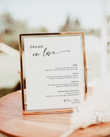 Minimalist Wedding Bar Menu Sign | Drunk In Love