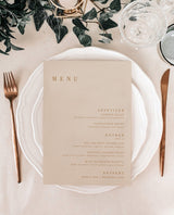 Modern Minimalist Wedding Menu | Beige Modern Wedding Menu
