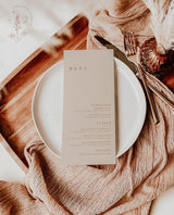 Modern Minimalist Wedding Menu | Beige Modern Wedding Menu