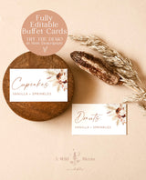 Boho Buffet Card Template | Pampas Grass Buffet Cards | Modern Wedding Buffet Cards | Food Labels | Wedding Buffet Card | A4