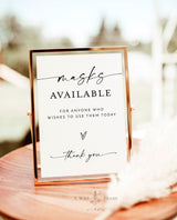 Masks Available Sign | Minimalist Wedding Masks Sign