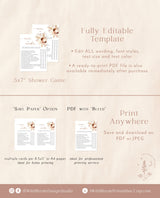 Over or Under Bridal Shower Game | Boho Fall Bridal Shower | Pampas Grass Bridal Shower | Over or Under Trivia Game | Editable Template | A4