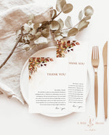 Fall Wedding Thank You Letter | Wedding Napkin Note 