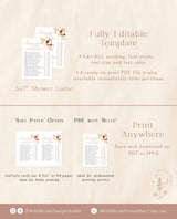 The Wedding Shoe Game | Fun Couple Game | Boho Bridal Shower Game | Pampas Grass Bridal Shower Game | Editable Template | A4