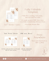 Bridal Word Scramble Game | Fall Boho Bridal Shower Game