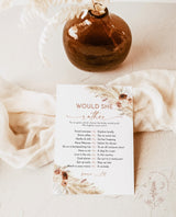 Would She Rather Bridal Shower Game | Fall Bridal Shower