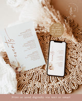 Boho Wedding Events Card | Weekend Events | Wedding Itinerary Template | Welcome Bag | Editable Wedding Timeline Schedule | A4