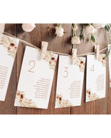 Pampas Grass Seating Chart Card Template | Editable Wedding Seat Cards