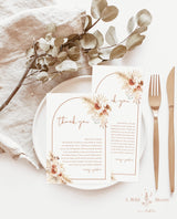 Boho Wedding Napkin Note | Pampas Grass Thank You Letter