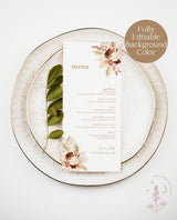 Pampas Grass Wedding Menu Template | Terracotta Wedding Menu | Burnt Orange Wedding | Boho Menu Template | Bohemian Wedding Menu | A4