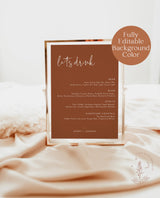 Minimalist Wedding Bar Menu | Modern Neutral Bar Menu Sign
