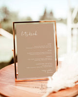 Minimalist Wedding Bar Menu | Modern Neutral Bar Menu Sign