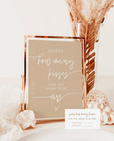 Boho Guess How Many Kisses For The Soon To Be Mrs | Beige Bridal Shower Game