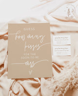 Boho Guess How Many Kisses For The Soon To Be Mrs | Beige Bridal Shower Game