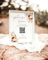 Wedding Program QR Code Sign | Boho Wedding QR Code | Scannable Wedding Program | Boho Ceremony Program | Pampas Grass Wedding Program | A4