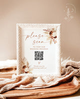 Wedding Program QR Code Sign | Boho Wedding QR Code | Scannable Wedding Program | Boho Ceremony Program | Pampas Grass Wedding Program | A4