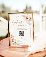 Wedding Program QR Code Sign | Boho Wedding QR Code