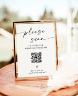 Wedding Program QR Code Sign | Minimalist Wedding QR Code