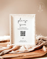 Wedding Program QR Code Sign | Minimalist Wedding QR Code