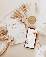 Fall Bridal Shower Invite | Minimalist Bridal Shower Invite | Pampas Grass Bridal Shower | Boho Bridal Shower Invite | Editable Template A4