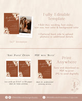 Boho Bridal Shower Invitation | Fall Bridal Shower Invite | Pampas Grass Bridal Shower | Terracotta Bridal Shower | Editable Template A4