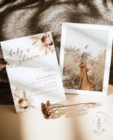 Pampas Grass Baby Shower Invite | Boho Girl Baby Shower | Hello Baby | Fall Boho Baby Shower Invite Template | Minimalist Baby Shower | A4