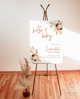 Boho Baby Shower Welcome Sign | Pampas Grass Baby Shower Welcome Poster