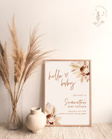 Boho Baby Shower Welcome Sign | Pampas Grass Baby Shower Welcome Poster