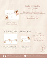 Boho Thank You Card Template | Editable Fall Thank You Cards