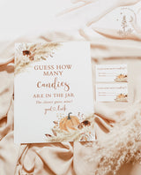 Boho Guess How Many Candies Baby Shower Game | Pumpkin Baby Shower Game | Printable Candy Game | Bohemian Baby Shower Game | A4