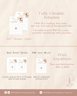 Pampas Grass Bingo Game | Pumpkin Baby Shower Game | Pampas Grass Baby Shower | Bohemian Baby Shower | Printable Baby Shower Game | A4