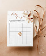 Pampas Grass Bingo Game | Pumpkin Baby Shower Game | Pampas Grass Baby Shower | Bohemian Baby Shower | Printable Baby Shower Game | A4