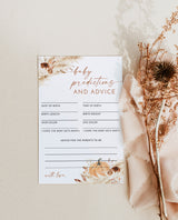 Baby Shower Advice and Predictions Card | Pumpkin Baby Shower | New Parents Advice Card | Advice for Mommy | Boho Baby Shower Card | A4
