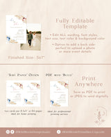 Pampas Grass Gender Reveal Invitation | He or She | Gender Neutral Shower Invite | Boho Baby Shower | Baby Shower Editable Template A4