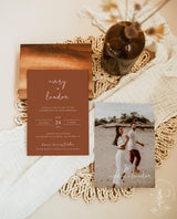 Minimalist Wedding Invitation Template | Editable Terracotta Wedding Invite