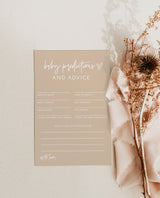 Baby Shower Advice and Predictions Card | Minimalist Baby Shower | New Parents Advice Card | Advice for Mommy | Boho Baby Shower Card | BM1