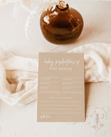 Baby Shower Advice and Predictions Card | Minimalist Baby Shower | New Parents Advice Card | Advice for Mommy | Boho Baby Shower Card | BM1