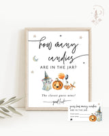 Halloween Guess How Many Candies Baby Shower Game | Pumpkin Baby Shower Game