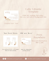 Boho Details Card | Minimalist Wedding Details Insert | Pampas Grass Wedding Details | Rust Wedding Details Card | Editable Template | A4