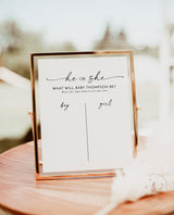He or She What Will Baby Be Sign | Gender Guess Board | Gender Neutral Baby Shower | He or She Gender Reveal | Minimalist Baby Shower | M9